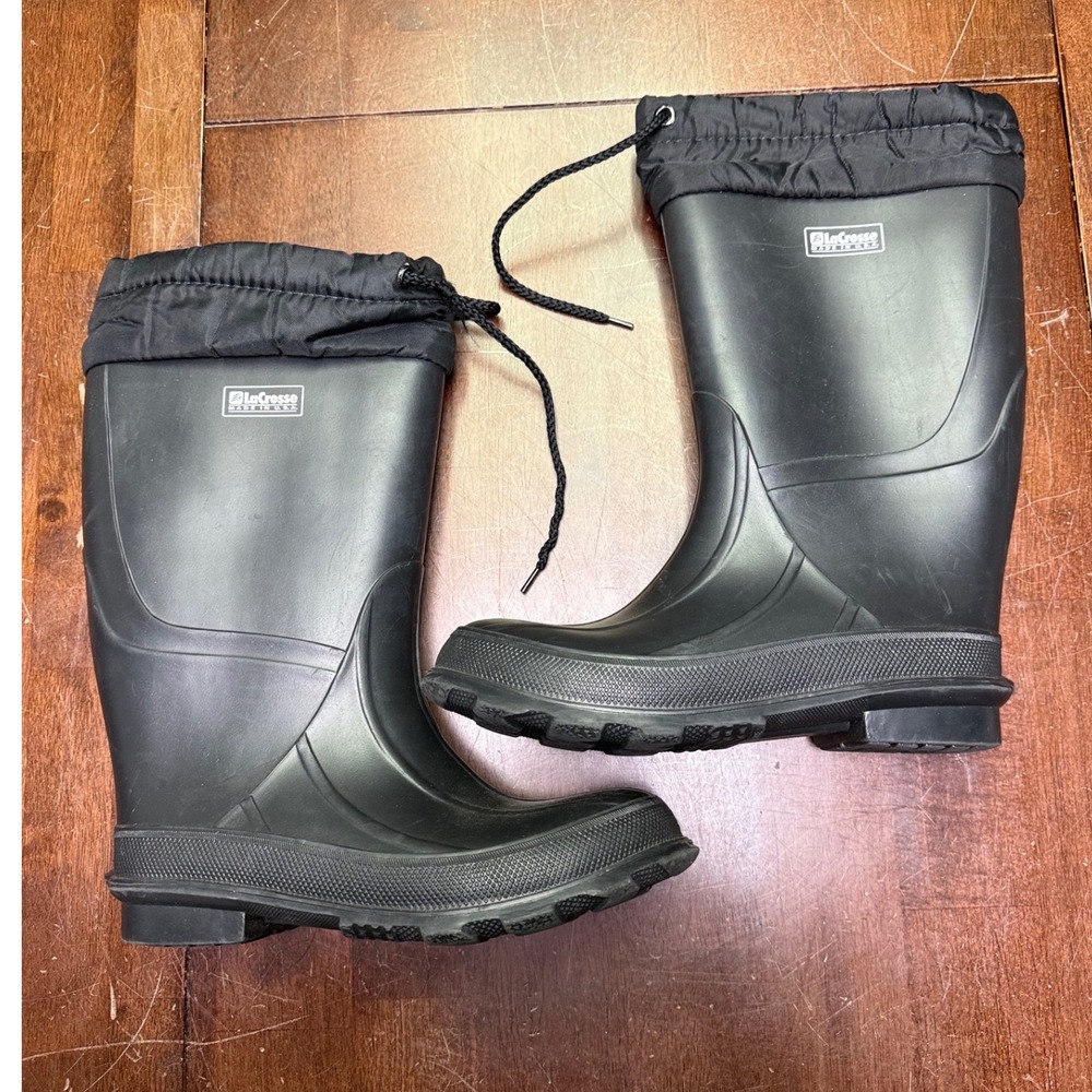 LaCrosse Rain Snow Boots Women Size 4 Black WaterproofUSA‎ Felt Lined Drawstring